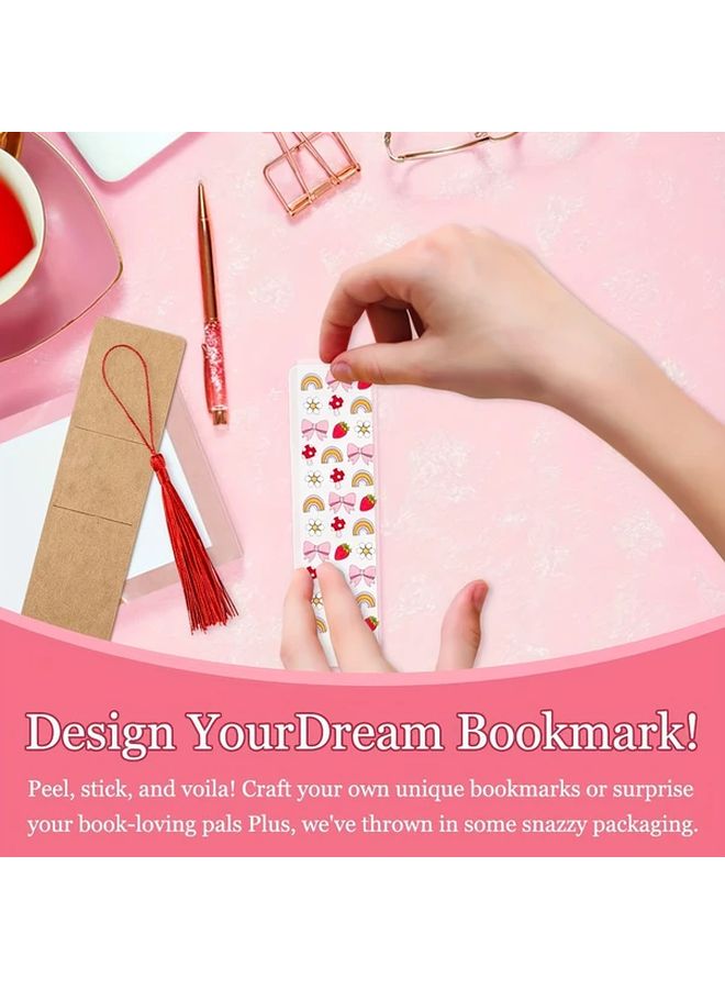 96PCS Acrylic Bookmark Set With Colored Tassels DTF Stickers DIY Jewelry Craft Style 4 - Image 3